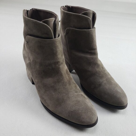 Sesto Meucci Foss Ankle Boot Womens 8.5 Beige Suede Back Zip Made in Italy - Picture 1 of 11